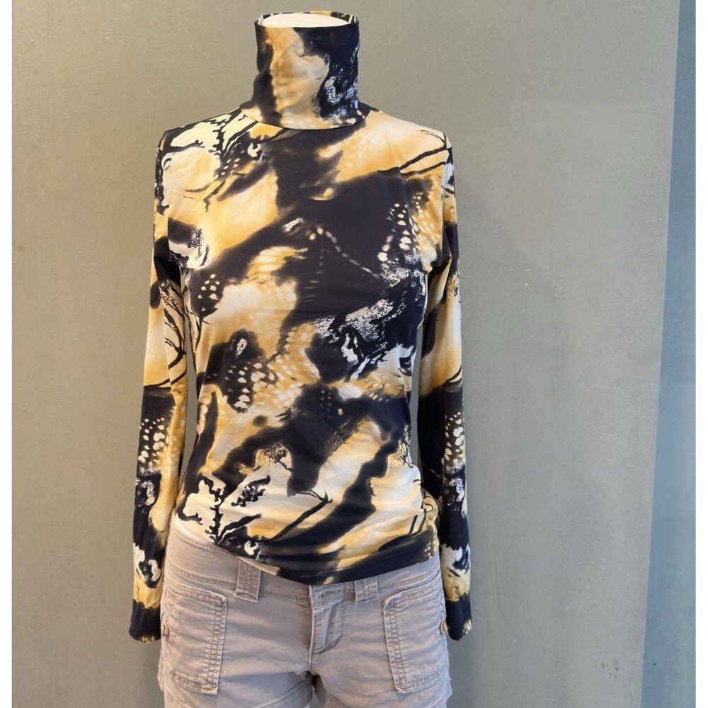 St. John Sport VTG Blouse Women's P Colorful‎ Sheer  Retro Y2K Long Sleeve